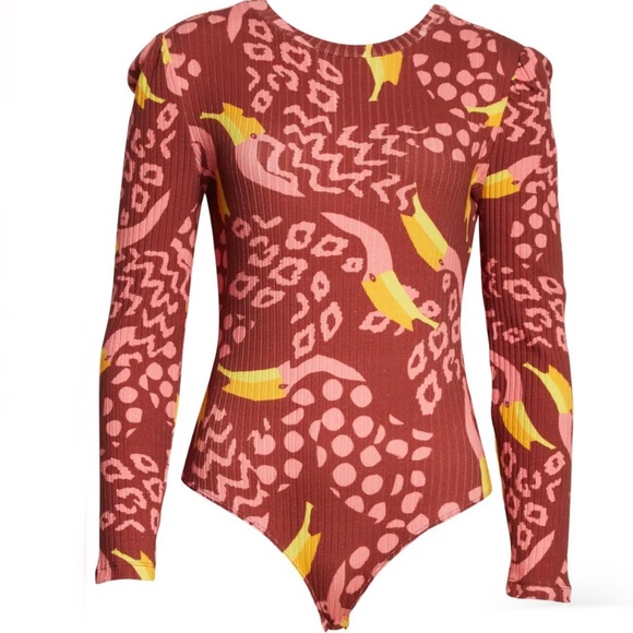 Farm Rio Toucanissimo Long Sleeve Stretch Cotton Body Suit - Picture 3 of 10